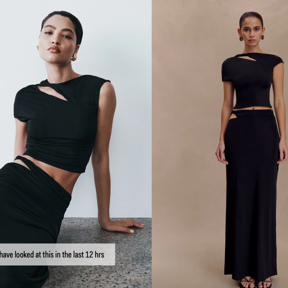 MESHKI - Haven Slinky Twist Midi Skirt + top - Black